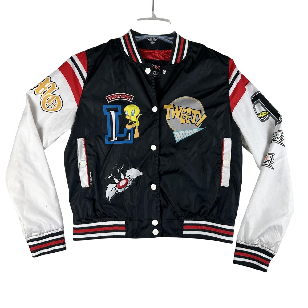 Members Only Jacket Youth 14/16 Looney Tunes Tweety Varsity Black White Red